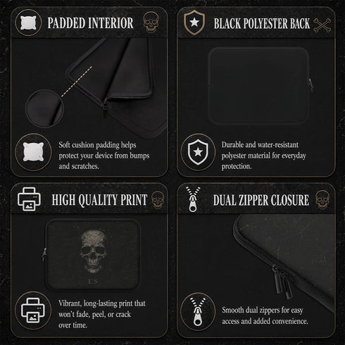 Personalized Obsidian Skull Laptop Sleeve