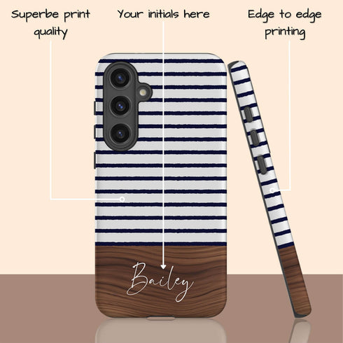 Custom Name Rustic Wood Stripes Galaxy Case