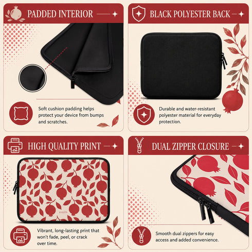 Personalized Pomegranate Bloom Laptop Sleeve