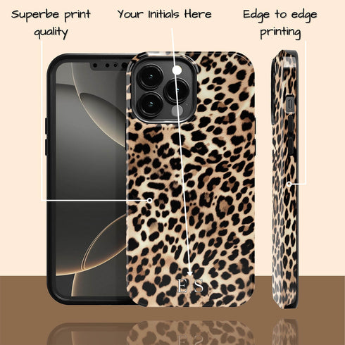 Custom Initials Lush Leopard iPhone Case