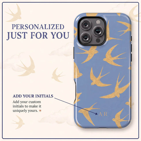 Personalized Golden Swallows iPhone Case