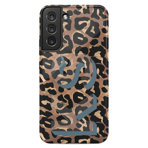 Wild Metallic Leopard 3D Initials Galaxy Case