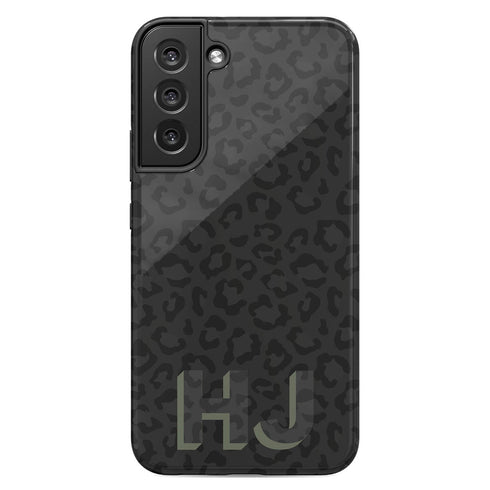 Custom 3D Initials Dark Leopard Galaxy Case - Centered