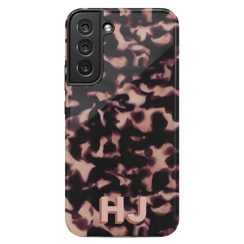 3D Custom Initials Dark Tort Galaxy Case - Centered