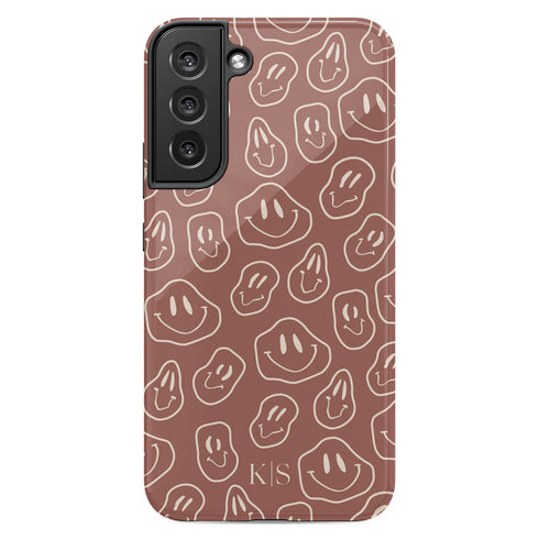 Melting Smiley Face Custom Initials Galaxy Case
