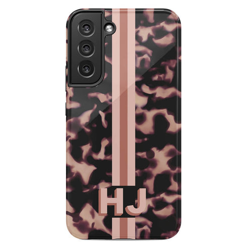 3D Striped Pattern Initials Dark Tort Galaxy Case