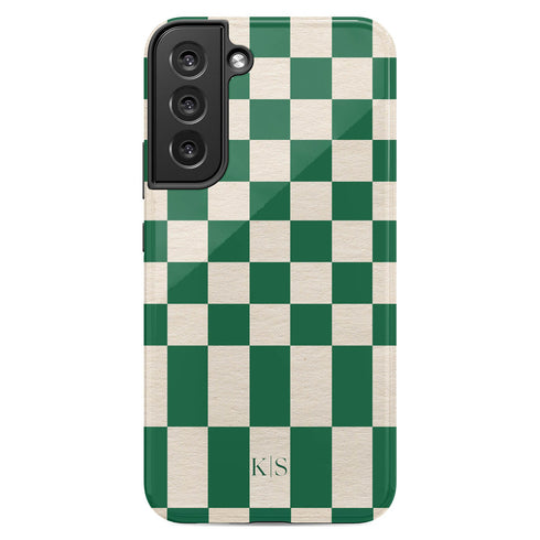 Custom Initials Retro Checkerboard Galaxy Case