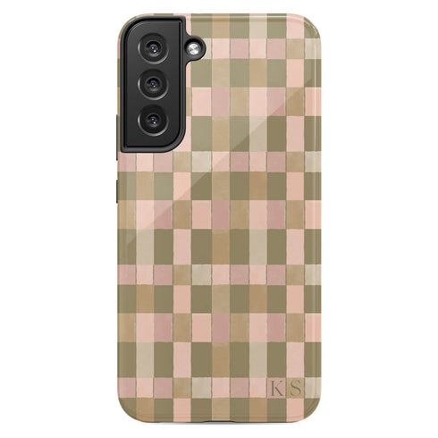 Custom Initials Tartan Plaid Checkerboard Galaxy Case