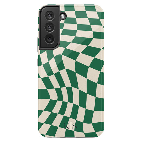 Custom Initials Wavy Groovy Checkerboard Galaxy Case