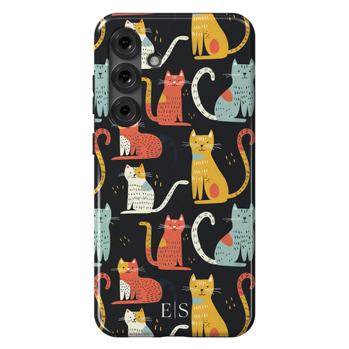 Custom Initials Tabby Cat Lovers Galaxy Case