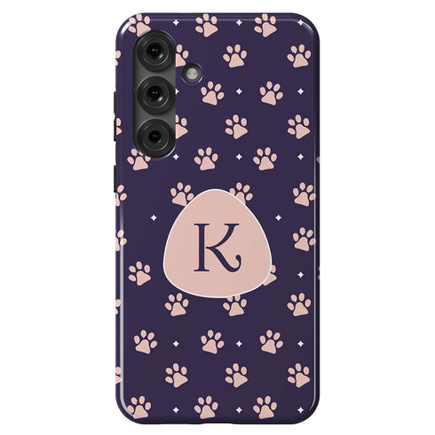 Custom Initials Cat Paws Galaxy Case