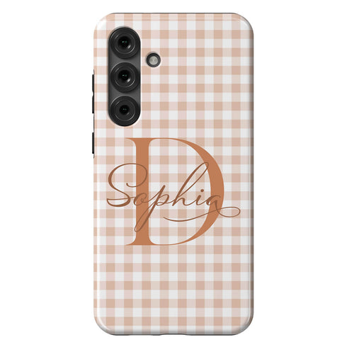 Custom Gingham Name & Initials Galaxy Case
