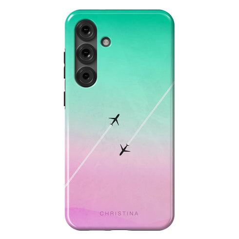 Personalized Pastel Gradient Sky Airplane Galaxy Case