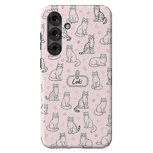 Personalized Cat Doodle Tag Galaxy Case