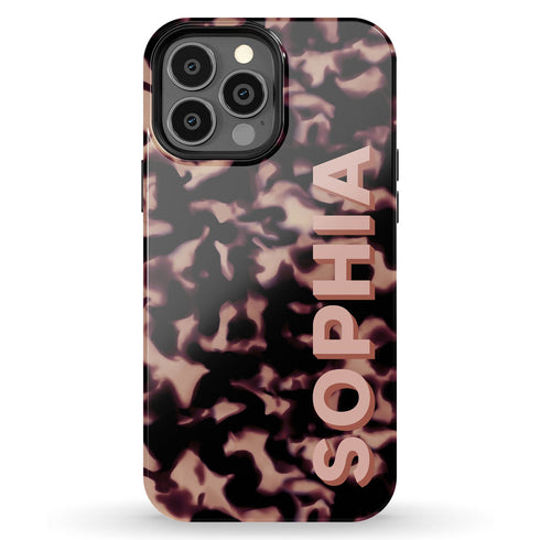 3D Custom Name Dark Tort iPhone Case