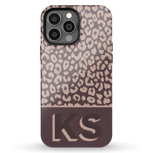 Boho Leopard 3D Initials iPhone Case