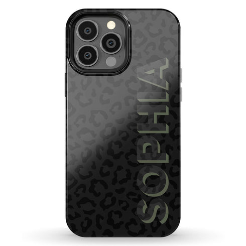 3D Custom Name Dark Leopard iPhone Case