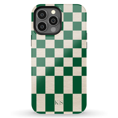 Custom Initials Retro Checkerboard iPhone Case
