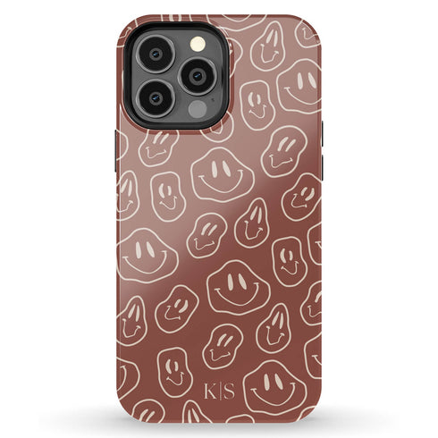 Melting Smiley Face Custom Initials iPhone Case