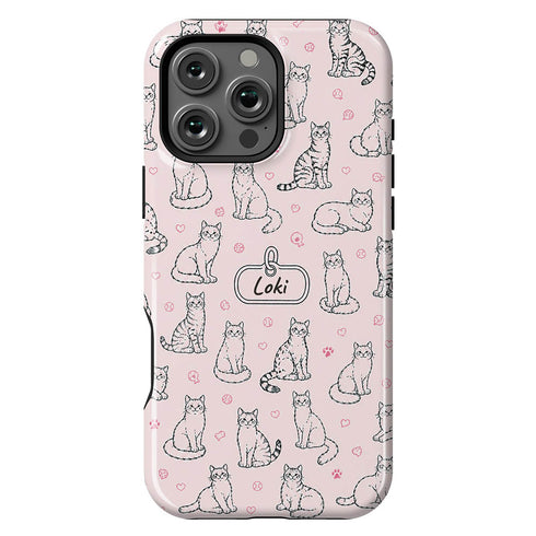 Personalized Cat Doodle Tag iPhone Case