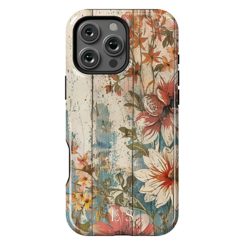 Custom Initials Boho Chic Vintage Floral iPhone Case