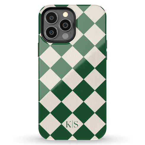 Custom Initials Argyle Checkerboard iPhone Case