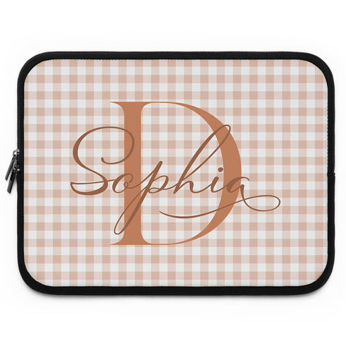 Personalized Gingham Name & Initials Laptop Sleeve