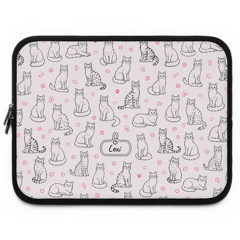 Personalized Cat Doodle Tag Laptop Sleeve