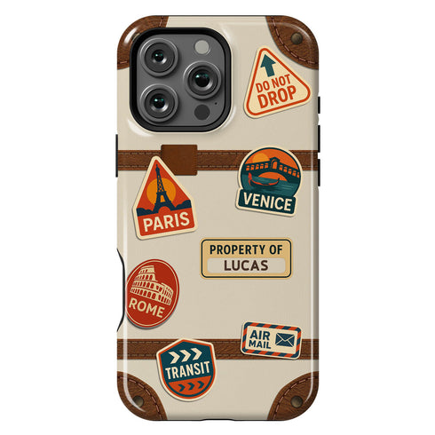 Personalized Vintage Suitcase Sticker iPhone Case
