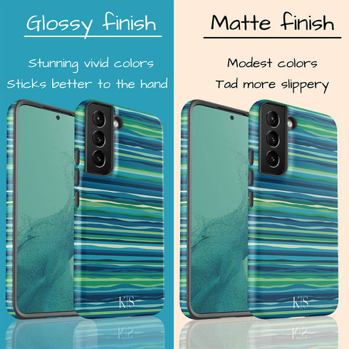 Custom Initials Tropical Turquoise Stripes Galaxy Case