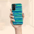 Custom Initials Tropical Turquoise Stripes Galaxy Case