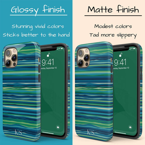 Custom Initials Tropical Turquoise Stripes iPhone Case