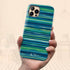 Custom Initials Tropical Turquoise Stripes iPhone Case