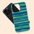 Custom Initials Tropical Turquoise Stripes iPhone Case