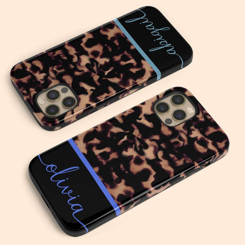 Custom Name Dark Tortoiseshell iPhone Case