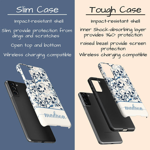Custom Name Blue Bird & Flower Galaxy Case