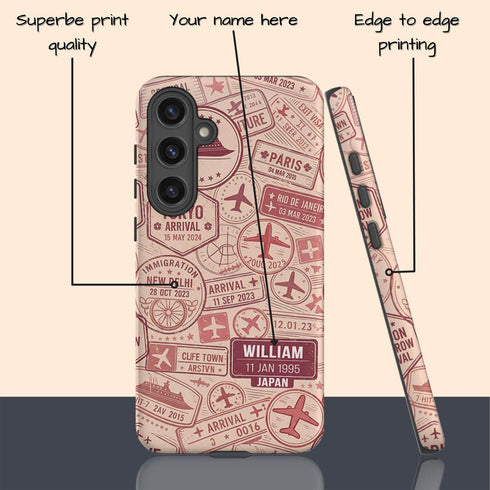 Personalized Travel Stamp Galaxy Case - Name, Date & Favorite City