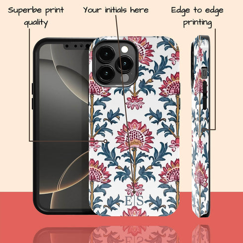 Custom Initials Boho Indian Jaipur Block Print iPhone Case