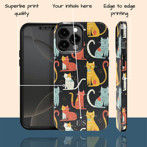 Custom Initials Tabby Cat Lovers iPhone Case