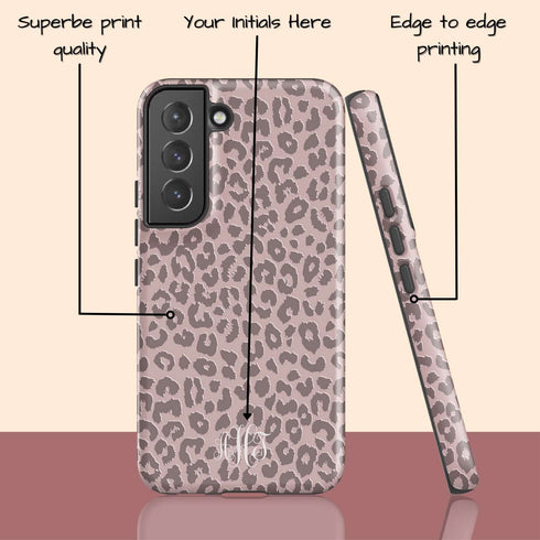 Nude Leopard Custom Monogram Galaxy Case