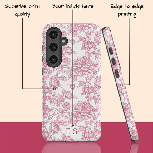 Custom Initials French Toile De Jouy Galaxy Case V1