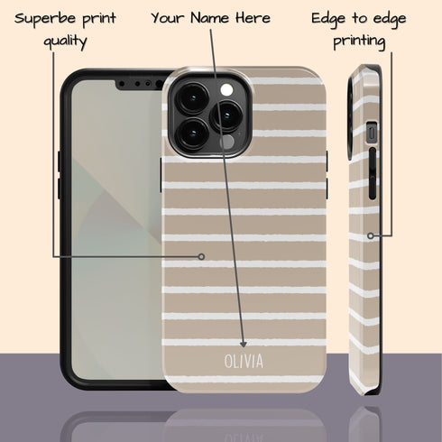 Custom Name Hand Drawn Pastel Stripes iPhone Case