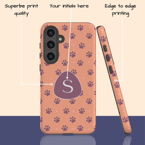 Custom Initials Cat Paws Galaxy Case