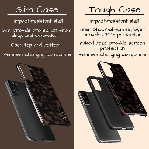 Dark Tortoiseshell Custom Initials Galaxy Case - Vertical