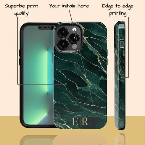 Custom Initials Marble iPhone Case