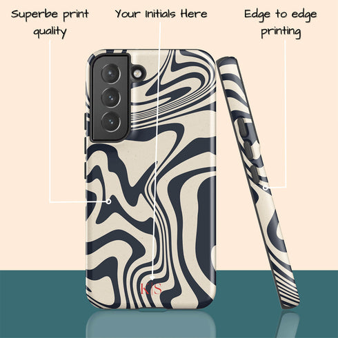 Custom Initials Swirl Wavy Marble Galaxy Case