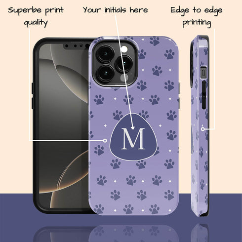 Custom Initials Cat Paws iPhone Case