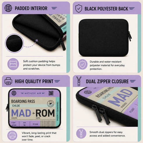 Personalized Boarding Pass Laptop Sleeve