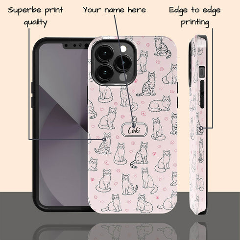 Personalized Cat Doodle Tag iPhone Case