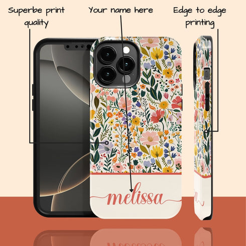 Custom Name Boho Chic Paradise Floral iPhone Case